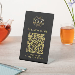 Signe De Table Logo d'entreprise simple QR Code Menu Sans Contact
