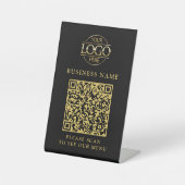 Signe De Table Logo d'entreprise simple QR Code Menu Sans Contact (Recto)