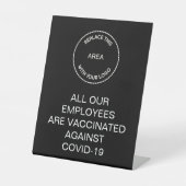 Signe De Table Logo d'entreprise Tous les employés vaccinés Blanc (Recto)