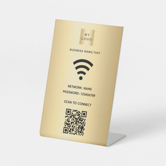 Signe De Table Logo d'entreprise Wifi qr code scan pour connecter (Recto)