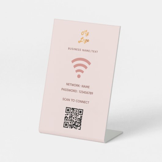 Signe De Table Logo d'entreprise Wifi qr code scan pour connecter (Recto)