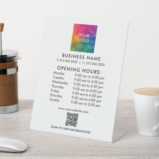 Signe De Table Logo des heures d'ouverture du code QR professionn (In SItu)