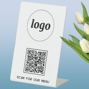 Signe De Table Logo du code QR Analyse d'entreprise pour le menu