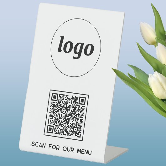 Signe De Table Logo du code QR Analyse d'entreprise pour le menu