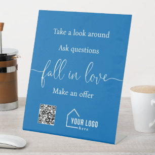 Signe De Table Logo du code QR de l'immobilier personnalisé Ouvri