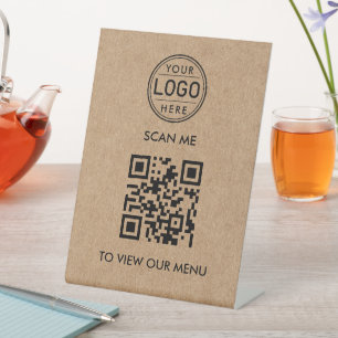 Signe De Table Logo du menu du code QR Moderne