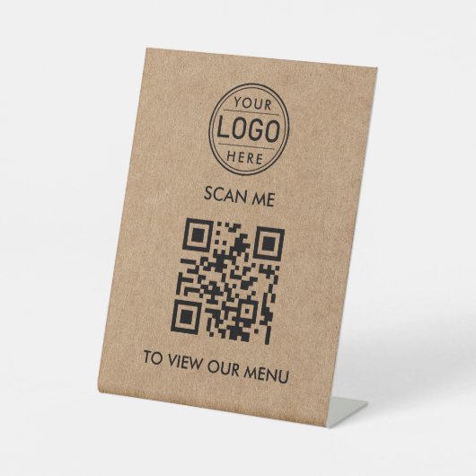 Signe De Table Logo du menu du code QR Moderne (Recto)