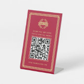 Signe De Table Logo du menu du code QR sans contact Classic Red G (Recto)