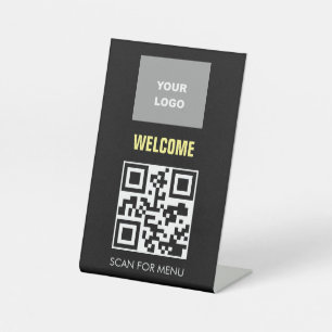 Signe De Table Logo du menu numérisable sans contact de code QR n