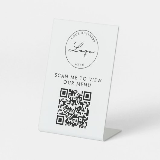 Signe De Table Logo du menu sans contact du code QR minimaliste b (Recto)