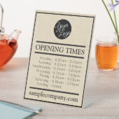 Signe De Table Logo Et Texte Personnalisables Heures D'Ouverture (In SItu)