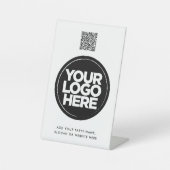 Signe De Table Logo et texte personnalisés Code Qr simple (Recto)