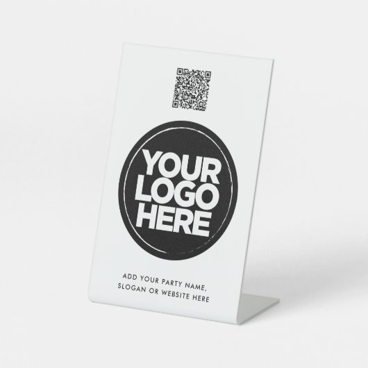 Signe De Table Logo et texte personnalisés Code Qr simple (Recto)