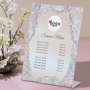 Signe De Table Logo Faux Parties scintillant rose Foil Services M