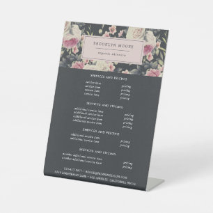 Signe De Table Logo floral Vintage foncé Menu Tarifs