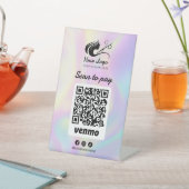 Signe De Table Logo Holographique Salon des cheveux Venmo Scan to (In SItu)