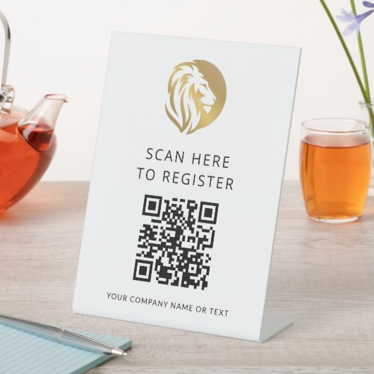 Signe De Table Logo Lion Code QR Connexion (In SItu)