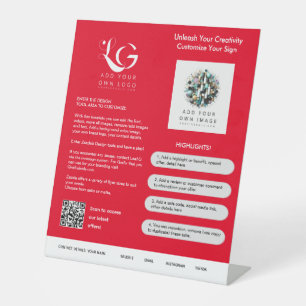 Signe De Table ⭐️ Logo minimaliste RED WHITE Simple QR Modèle