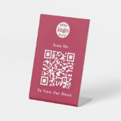 Signe De Table Logo moderne Code QR Contact Menu Restaurant sans  (Recto)