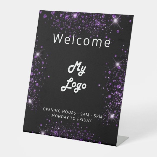 Signe De Table Logo noir violet parties scintillant accueil entre (Recto)
