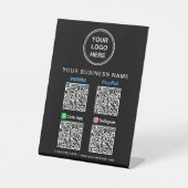 Signe De Table Logo Paypal Venmo CashApp Instagram Code QR Noir (Recto)