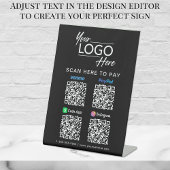 Signe De Table Logo Paypal Venmo CashApp Instagram Code QR Noir