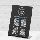 Signe De Table Logo Paypal Venmo CashApp Instagram Code QR Noir