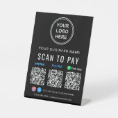 Signe De Table Logo Paypal Venmo CashApp QR Codes noir (Recto)