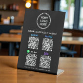 Signe De Table Logo Paypal Venmo CashApp Zelle Code QR Noir