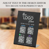 Signe De Table Logo Paypal Venmo CashApp Zelle Code QR Noir