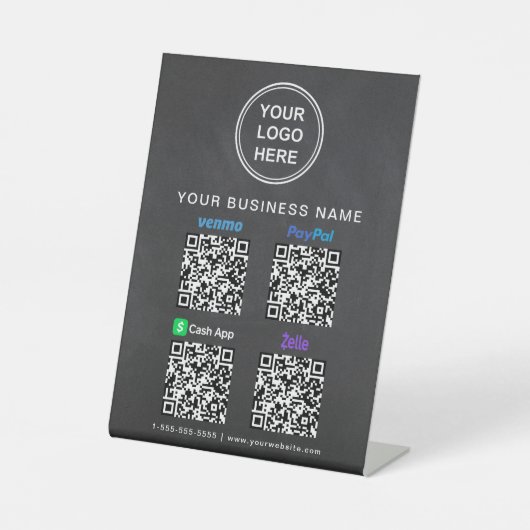Signe De Table Logo Paypal Venmo CashApp Zelle QR Code Chalkboard (Recto)