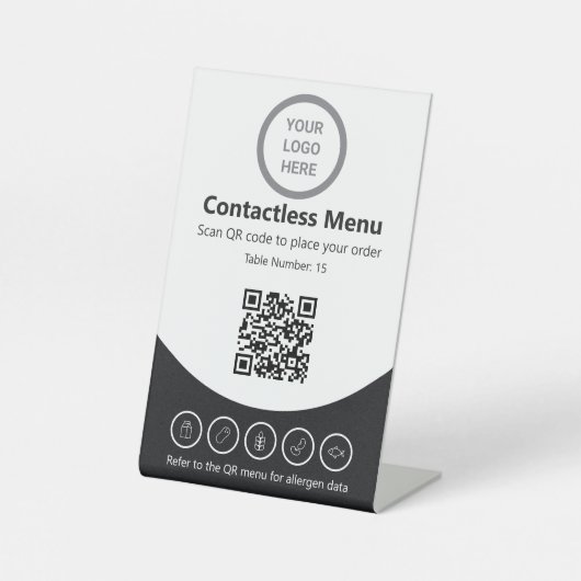 Signe De Table Logo Personnalisé Allergy QR Code Contactless Menu (Recto)
