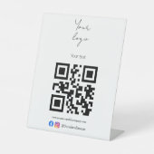 Signe De Table Logo personnalisé, code QR et texte noir et blanc (Recto)