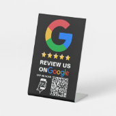 Signe De Table Logo personnalisé noir moderne et code QR Google R (Recto)