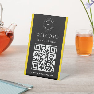 Signe De Table Logo personnalisé QR Code Moderne Business Piéton