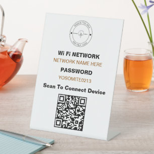 Signe De Table Logo personnalisé simple QR Code Détails Wifi