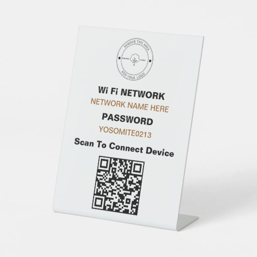 Signe De Table Logo personnalisé simple QR Code Détails Wifi (Recto)