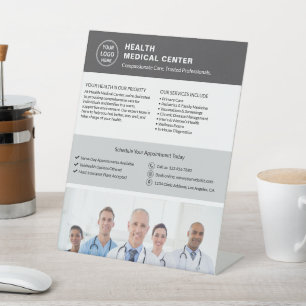 Signe De Table Logo Photo QR Clinique de santé Médecin Gris