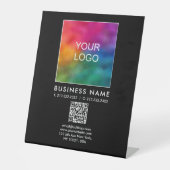 Signe De Table Logo professionnel personnalisé Code QR Modèle ver (Recto)