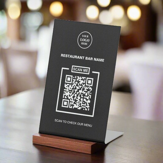 Signe De Table Logo professionnel personnalisé noir et blanc QR C