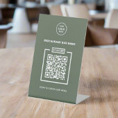 Signe De Table Logo professionnel personnalisé QR Code Clean Sage