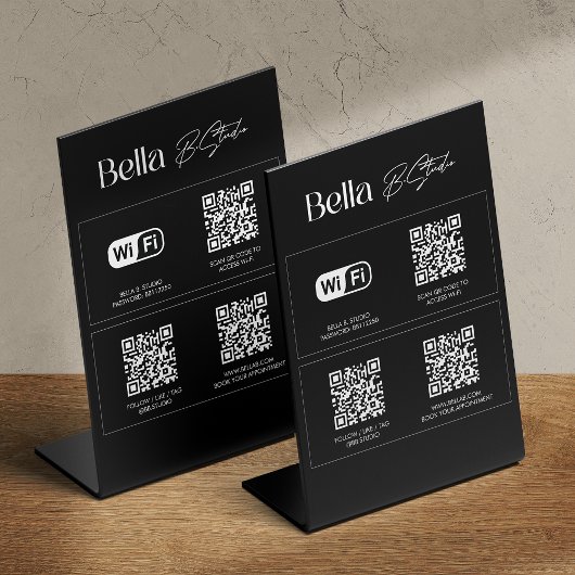 Signe De Table Logo QR Code Social Media Wifi