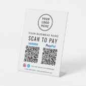 Signe De Table Logo Scan pour payer Paypal Venmo Codes QR (Recto)