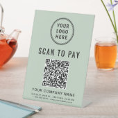 Signe De Table Logo Scan to Pay Code QR Sage (In SItu)