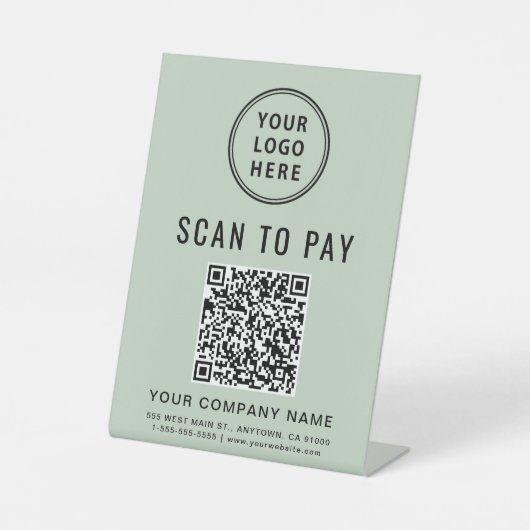 Signe De Table Logo Scan to Pay Code QR Sage (Recto)