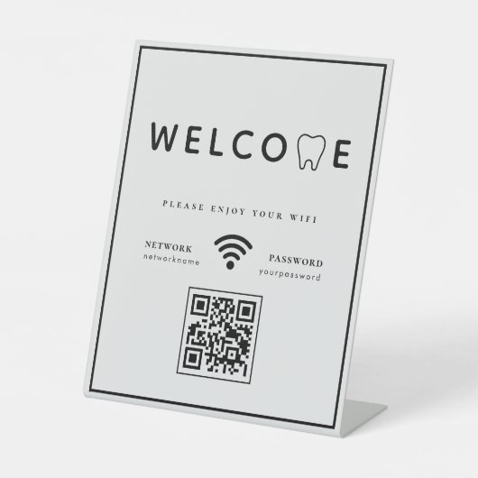 Signe De Table Logo simple dent Bienvenue WIFI QR Code (Recto)