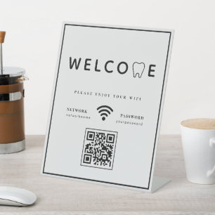 Signe De Table Logo simple dent Bienvenue WIFI QR Code