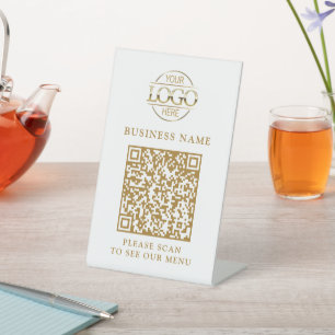 Signe De Table Logo simple d'entreprise Code QR Menu sans contact