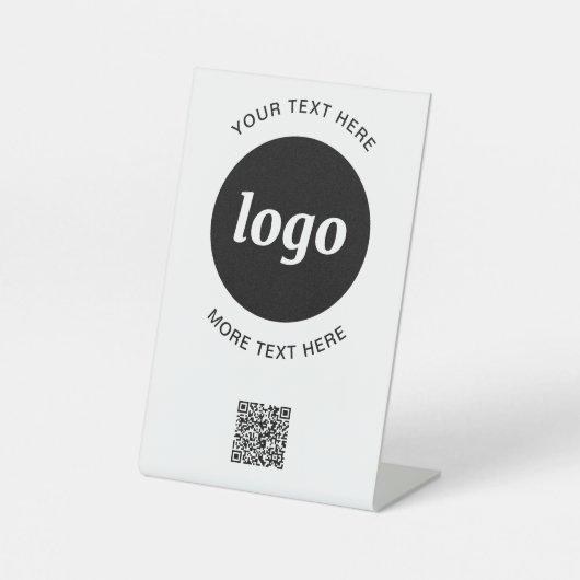 Signe De Table Logo simple et code QR texte (Recto)