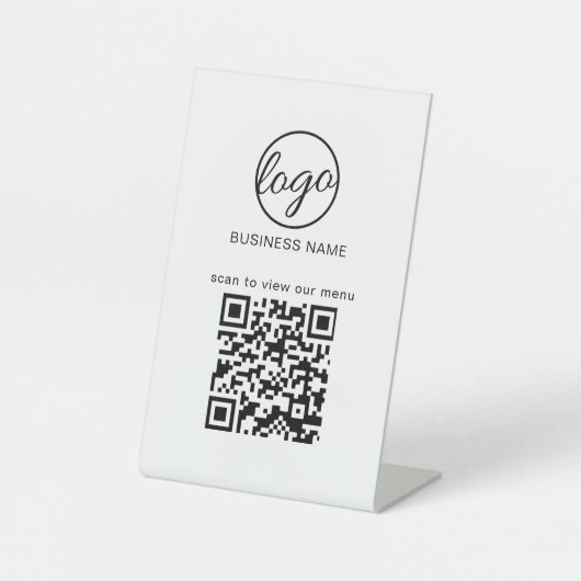 Signe De Table Logo simple Menu Restuarant QR Code Business (Recto)